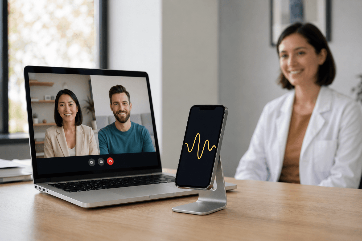 Provider using Simcha during a telehealth session